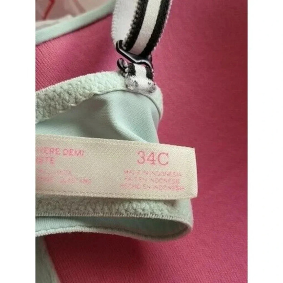 Pink Victoria's Secret wear everywhere demi underlined green Bra 34C - Picture 8 of 8